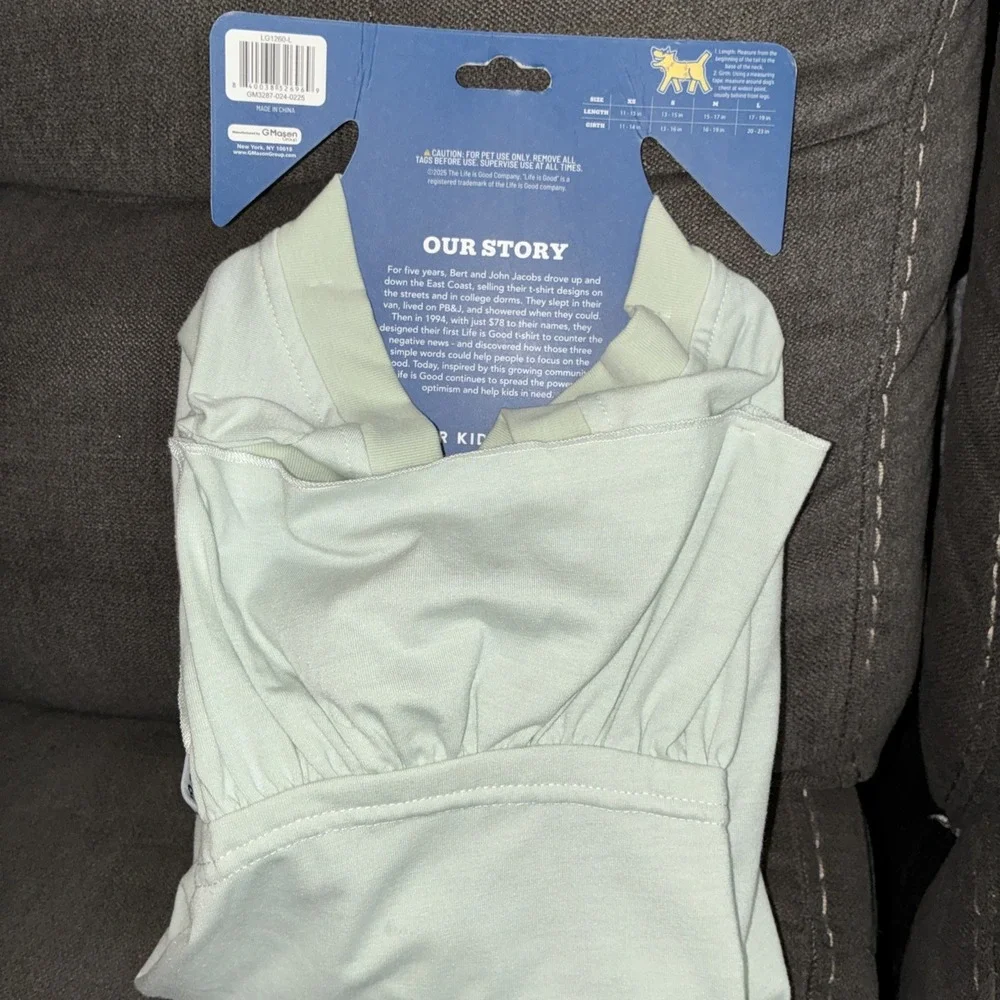 Life is Good Dog Pet Shirt Dress Light Green Palm Trees Large